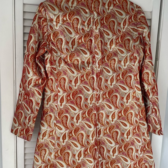 Vintage Ceil Chapman Gold/Orange Metallic Shift A-line Jacket Dress With Pockets - Picture 5 of 10